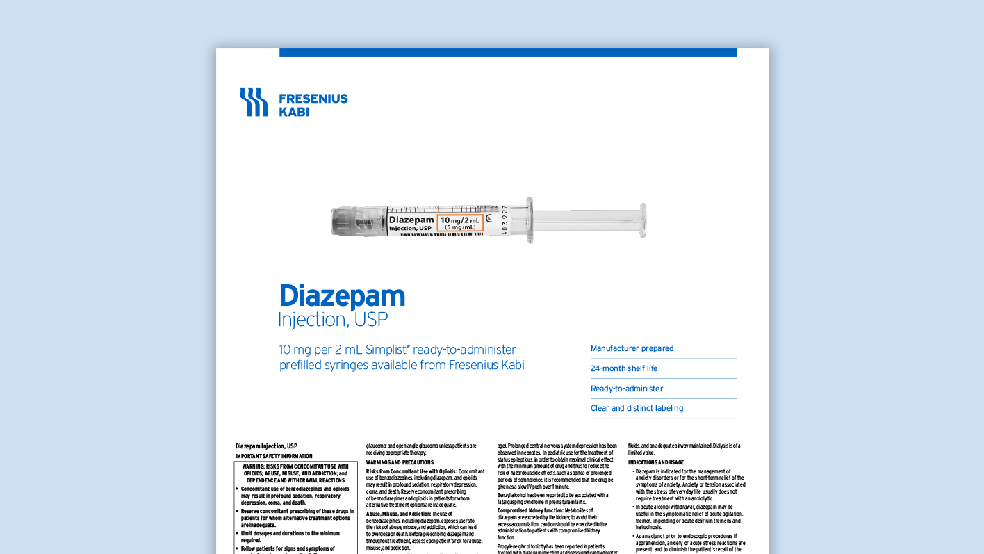 Diazepam Product Family Information Card