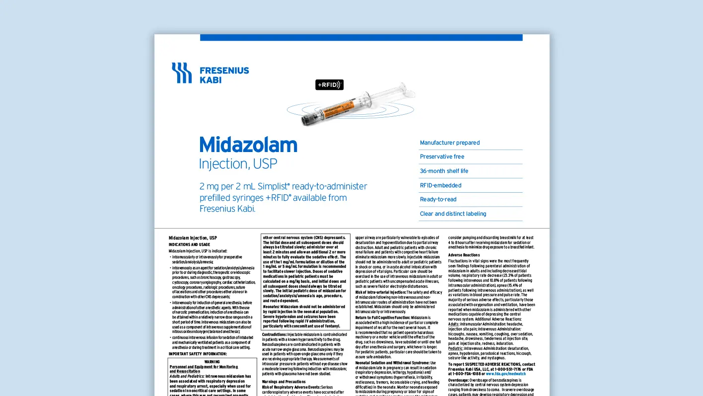 Midazolam +RFID® Product Family Information Card